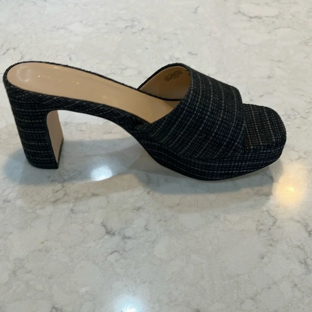 Ann Taylor Raffia Platform Mule‎ Sandals Black Sz 9.5- NIB